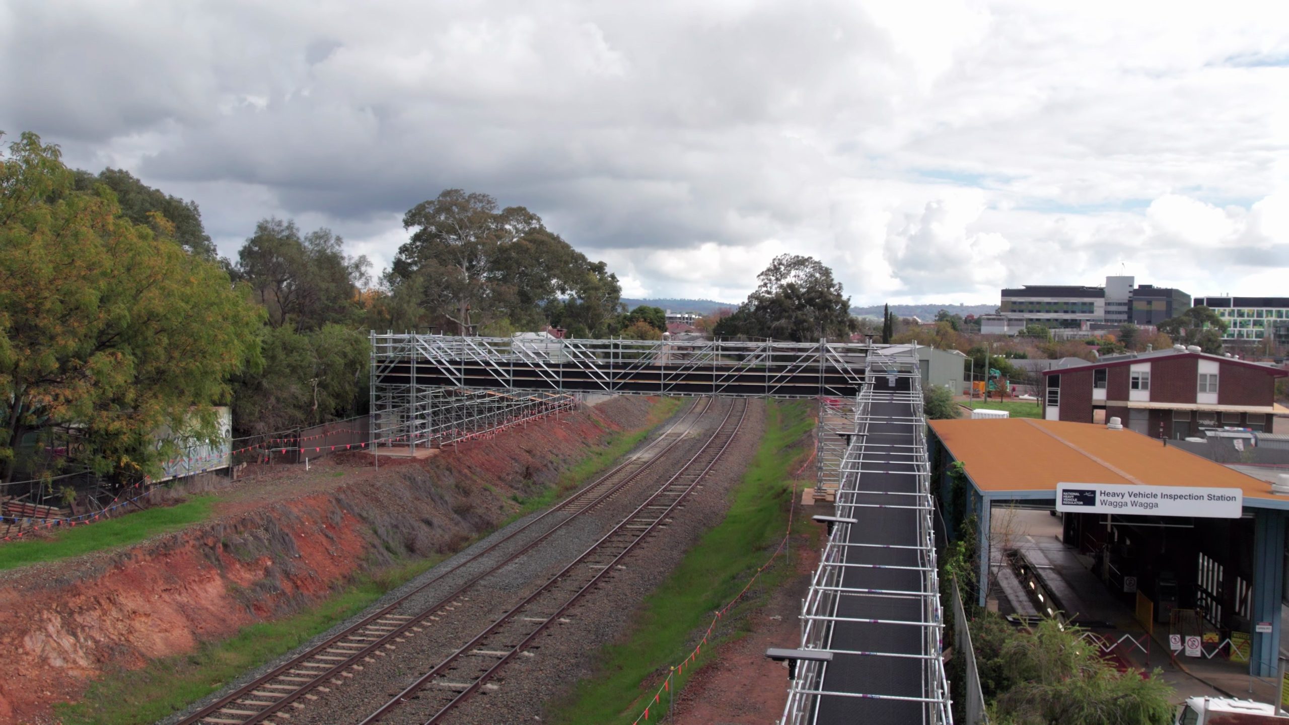 Martinus Rail Cassidy Parade temporary pedestrian bridge over the rail corridor, Wagga Wagga
