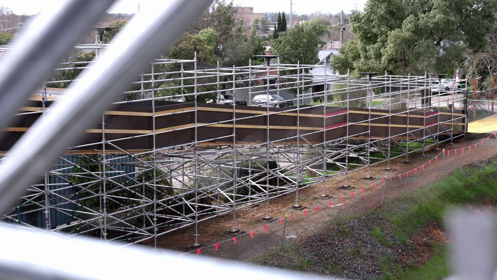 Scaffold access ramps for the Cassidy Parade public access bridge, Wagga Wagga